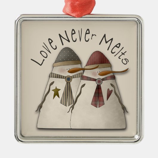 Sneeuwpaar Metalen Ornament (Voorkant)
