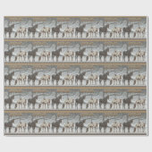 Sneeuwpaarden Kerst inpakpapier (Vlak)