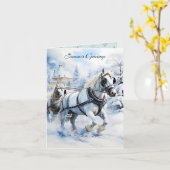 Sneeuwpaarden Kerstmis Kaart (Gele Bloem)