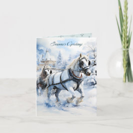 Sneeuwpaarden Kerstmis Kaart
