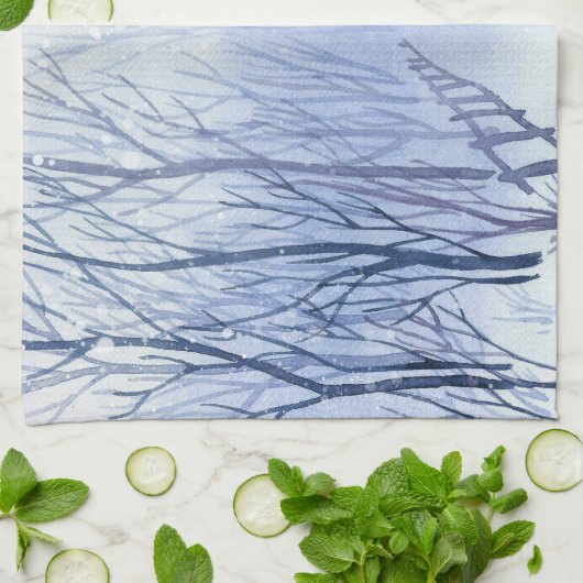 Sneeuwpad in de bossen theedoek (Gevouwen)