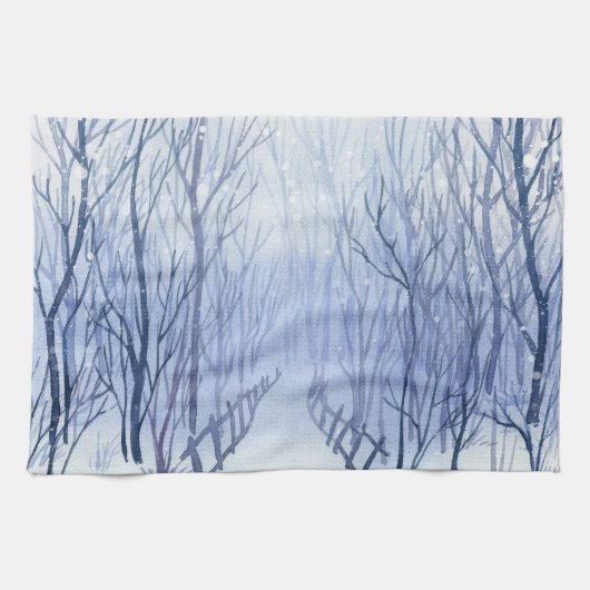 Sneeuwpad in de bossen theedoek (Horizontaal)