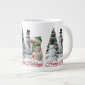 Sneeuwpalen Prettige Feestdagen rode script Grote Koffiekop (Voorkant rechts)
