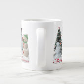 Sneeuwpalen vrolijk kerstfeest rode script grote koffiekop (Achterkant)