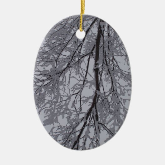 Sneeuwpatroon in de bomen keramisch ornament (Voorkant)