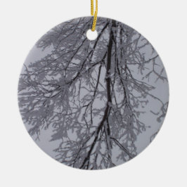 Sneeuwpatroon in de bomen keramisch ornament