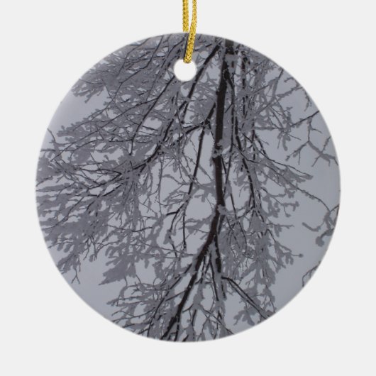 Sneeuwpatroon in de bomen keramisch ornament (Voorkant)