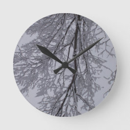 Sneeuwpatroon in de bomen ronde klok