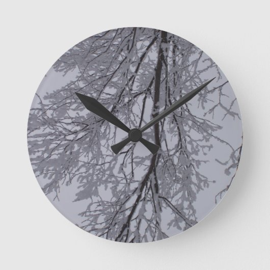 Sneeuwpatroon in de bomen ronde klok (Voorkant)