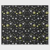 Sneeuwpatroon met zilver en gouden kerstmis cadeaupapier (Vlak)