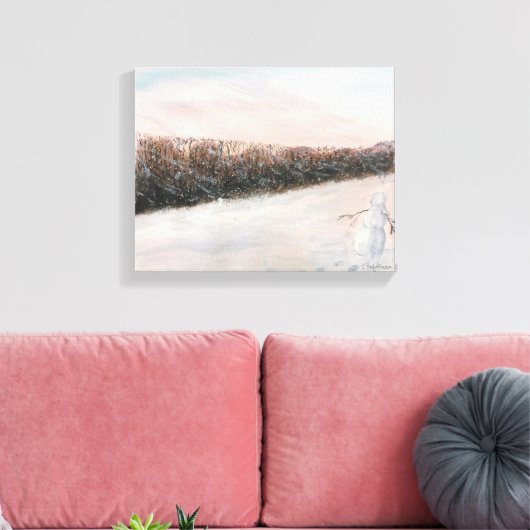 SNEEUWPERSOON WATERVERF CANVAS AFDRUK (Insitu (Woonkamer))