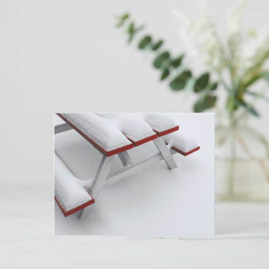 sneeuwpicknick briefkaart (Staand voorkant)