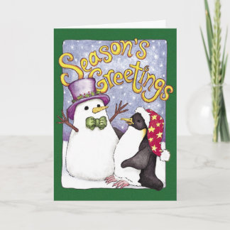 Sneeuwpinguïn kerstkaart feestdagen kaart