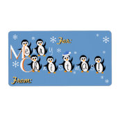 "Sneeuwpinguïns" Merry kerstcadeaulabels Etiket (Voorkant)