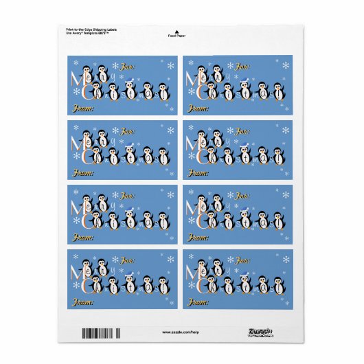 "Sneeuwpinguïns" Merry kerstcadeaulabels Etiket (Full Sheet)
