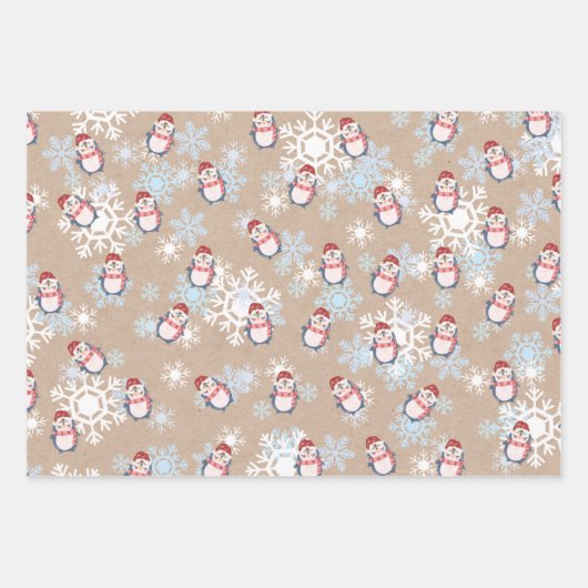Sneeuwpinguïns met kraftkerst inpakpapier vel (Voorkant 2)