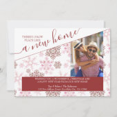 Sneeuwplaats als een nieuwe foto van Red Snowflake Feestdagenkaart (Voorkant)