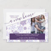 Sneeuwplaats als een nieuwe Paarse Snowflake-foto  Feestdagenkaart (Voorkant)