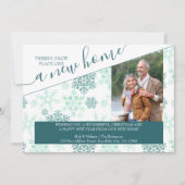 Sneeuwplaats als een nieuwe Thuisgroene Snowflake- Feestdagenkaart (Voorkant)