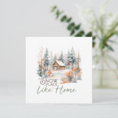 Sneeuwplaats als Huis, Berghut Kerstmis Feestdagenkaart (Staand voorkant)