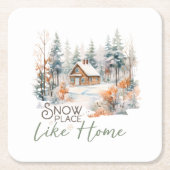 Sneeuwplaats als Huis, Berghut Kerstmis Kartonnen Onderzetters (Voorkant)