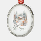 Sneeuwplaats als Huis, Berghut Kerstmis Metalen Ornament (Links)