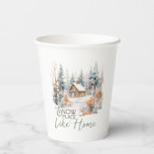 Sneeuwplaats als Huis, Berghut Kerstmis Papieren Bekers (Achterkant)