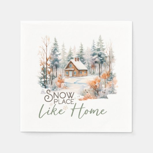 Sneeuwplaats als Huis, Berghut Kerstmis Servet (Voorkant)