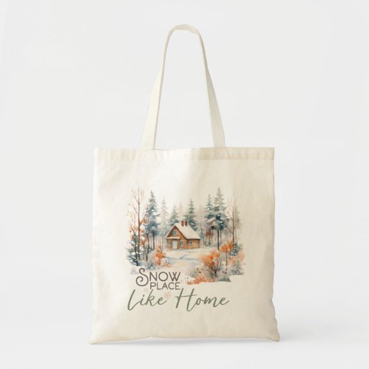 Sneeuwplaats als Huis, Berghut Kerstmis Tote Bag (Voorkant)