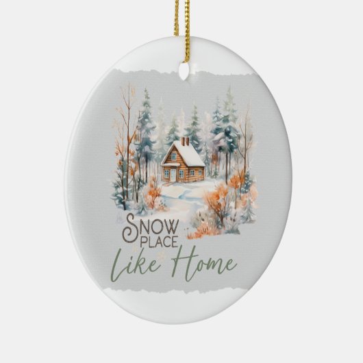 Sneeuwplaats als huis plat keramisch ornament (Rechts)