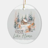 Sneeuwplaats als huis plat keramisch ornament (Links)