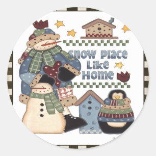 Sneeuwplaats als startpunt ronde sticker