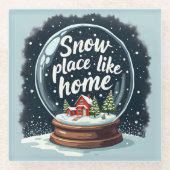 Sneeuwplaats zoals Home Vakantie Quote Glazen Onderzetter (Voorkant)