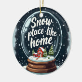 Sneeuwplaats zoals Home Vakantie Quote Keramisch Ornament (Links)