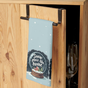 Sneeuwplaats zoals Home Vakantie Quote Theedoek