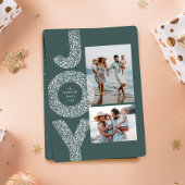 Sneeuwplezier gespet met twee foto's groene Kerstm Feestdagenkaart