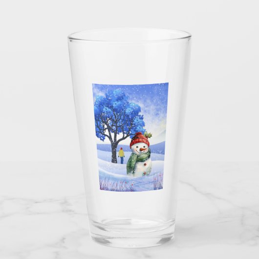 SNEEUWPLEZIER OP EEN WINTERDAG GLAS (Voorkant)