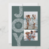 Sneeuwplezier spikkelt twee foto's groene Kerstmis Feestdagenkaart (Voorkant)