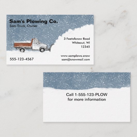 Sneeuwploeg - ophaalwagen verwijderen visitekaartje (Voorkant / Achterkant)