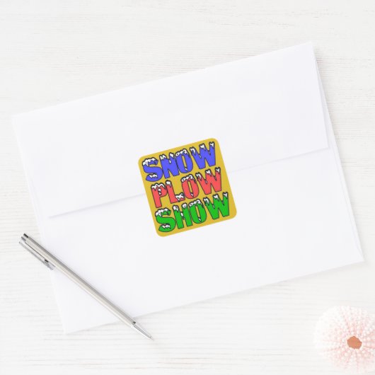 Sneeuwploeg Show Gele Sticker (Envelop)