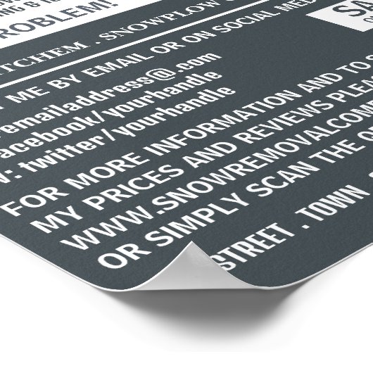 Sneeuwploeg, Sneeuwverwijderingsbedrijf Adverteren Poster (Hoek)