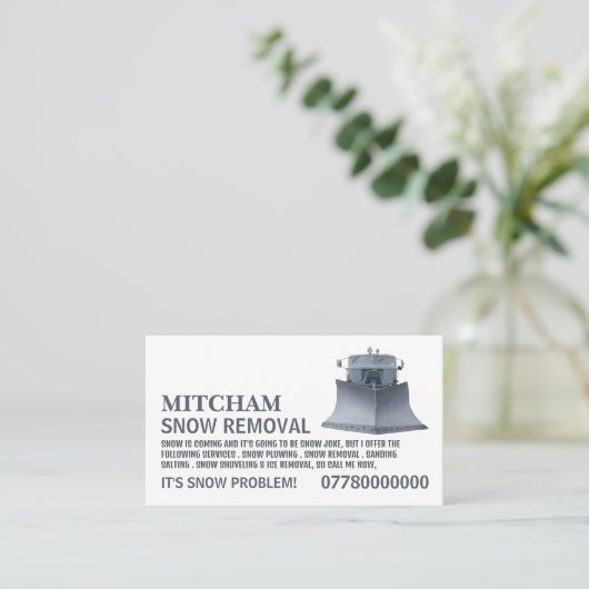 Sneeuwploeg, Sneeuwverwijderingsbedrijf Adverteren Visitekaartje (Staand voorkant)