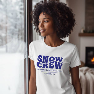 Sneeuwploeg Winter Familievakantie Reis Blauw T-shirt