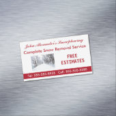 Sneeuwploegen, sneeuwruimen en service business magnetisch visitekaartje (Voorbeeld)