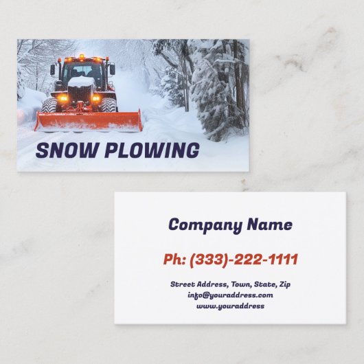 Sneeuwploegen & Verwijderen Service Tractor Foto Visitekaartje (Voorkant / Achterkant)