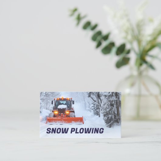 Sneeuwploegen & Verwijderen Service Tractor Foto Visitekaartje (Staand voorkant)