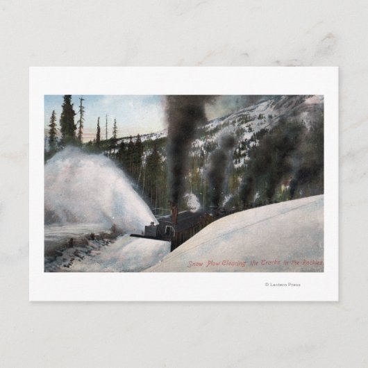 Sneeuwploegen voor het opruimen van spoorwegen in briefkaart (Voorkant)