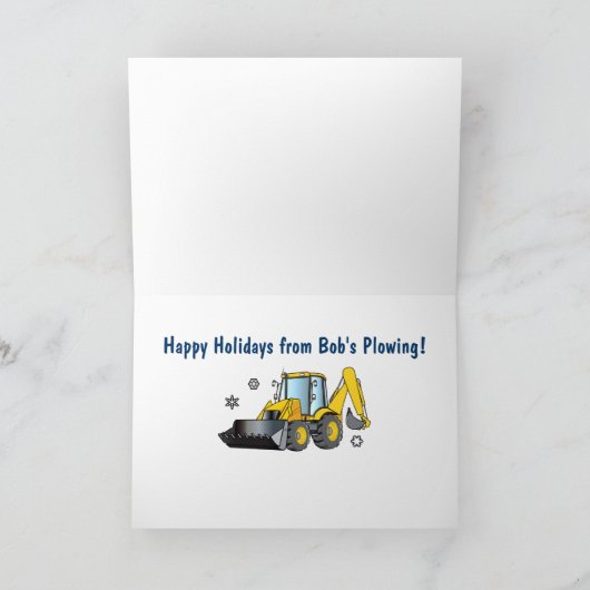 Sneeuwploegen Zakelijke vakantie Kaart: Backhoe Feestdagen Kaart (Binnen)