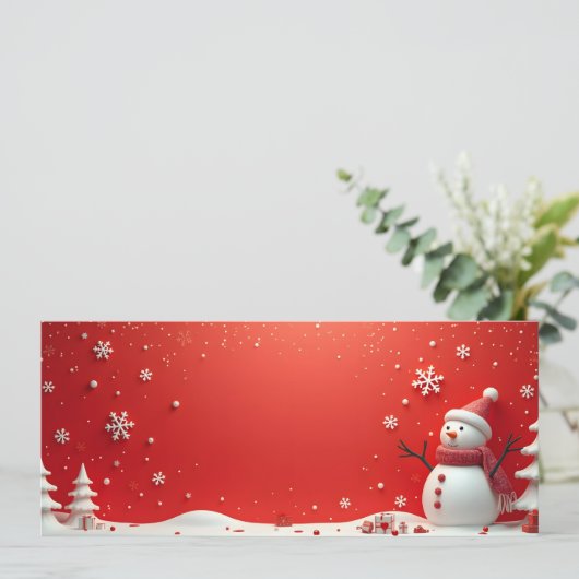 Sneeuwpop 3D op rode achtergrond (Staand voorkant)