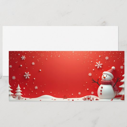 Sneeuwpop 3D op rode achtergrond (Voorkant / Achterkant)